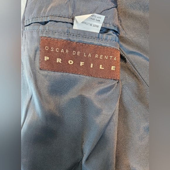 Oscar De La Renta Profile mens 42L 34W 100% wool blue pinstripe suit jacket - Picture 8 of 10